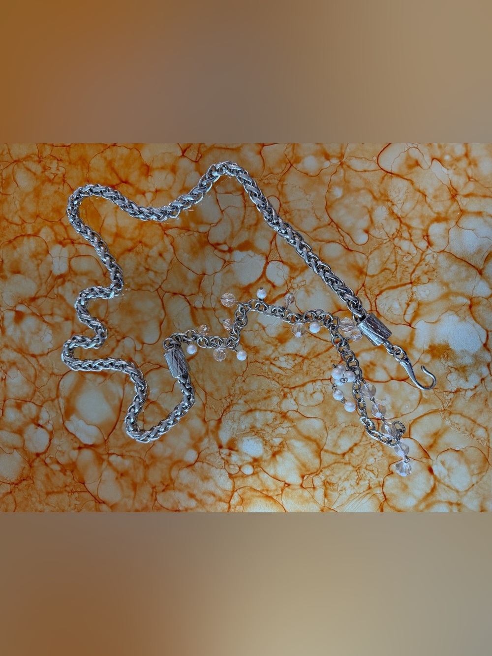 NWOT The Ultimate Statement Piece: Silvertone Pearl/Crystal Beads Chain Belt